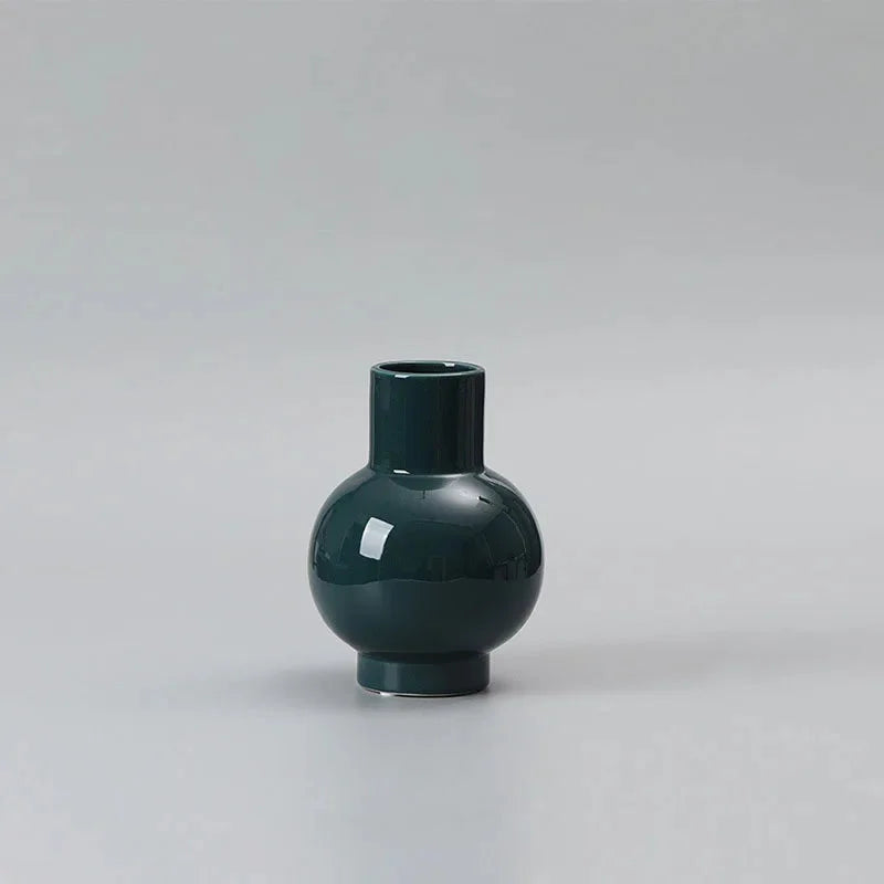 Ceramic Vase Bright Glazed Colorful Big Belly Round Shape Modern Decor