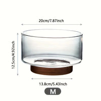 Glass Fruit Bowl Creative Large Salad Bowl Wood Base Snacks Popcorn Nuts Storage Bowls Home Christmas Snack Storage Container-Letifly Lights and Decor