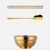 Small&Big Stainless Steel Chinese Rainbow Round Bowl Rice Soup Double Hot Insulation Container Noodle Bowl Kitchen Tableware-Letifly Lights and Decor