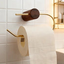 Wood Toilet Paper Holder No Drill Kitchen Storage Brass Towel Hanger Bathroom Accessories Self-Adhesive Wall Mounted Tissue Rack-Letifly Lights and Decor