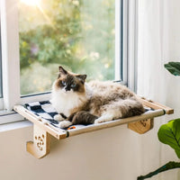 Cat window perch soft plush mount no-drill wood frame