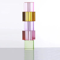 Glass block vase modern crystal geometric flower holder home décor