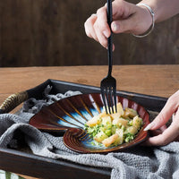 Ceramic shell plate kiln glaze ocean-inspired tableware