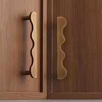 Brass Wave Shape Cabinet Handles Modern Drawer Pulls Gold/Black Furniture Handles for Kitchen Wardrobe Door-Letifly Lights and Decor
