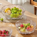 Clear ripple glass serving bowl scalloped edge fruit salad bowl modern decorative tableware