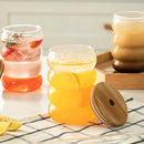 bubble glass cup bamboo lid straw borosilicate eco-friendly drinkware
