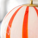 Pendant Light Striped Glass Globe Red Green Whimsical Modern Retro
