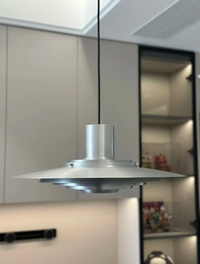 danish modern brushed aluminum ufo disc pendant light with led for dining room or kitchen island