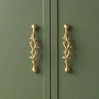 Santaya Brushed Brass Handles Vine-shaped for Kitchen Cabinets Bedroom Wardrobe Drawer Knobs and Furniture Handle-Letifly Lights and Decor