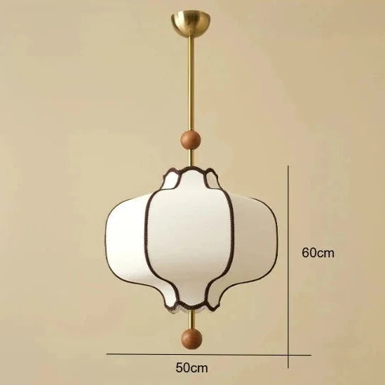 Retro Fabric Lampshade Pendant Light Japan Circular LED for Room Dining Table Apartment Wooden Ball Lighting Fixtures E27-Letifly Lights and Decor