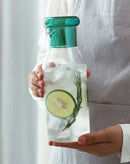 Glass carafe with cup lid modern water bottle minimalist infusion pitcher clear glass beverage container bedside carafe