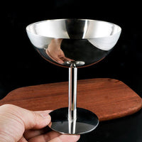 Stainless steel dessert pedestal bowl polished mirror finish modern serveware