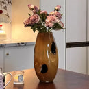 Amberfield Polka Vase Amber glass vase with black polka dots modern decorative elliptical vase