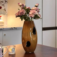 Amberfield Polka Vase Amber glass vase with black polka dots modern decorative elliptical vase