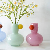 Glass vase with orb detail stained glass pastel colorful modern decor