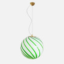 Pendant Light Striped Glass Globe Red Green Whimsical Modern Retro