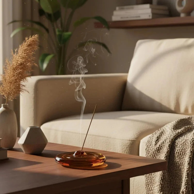Glass Incense Holder Heat Resistant Stick Burner for Meditation Yoga Zen Desk Decor Home Office Shelf Aesthetic Ash Catcher-Letifly Lights and Decor