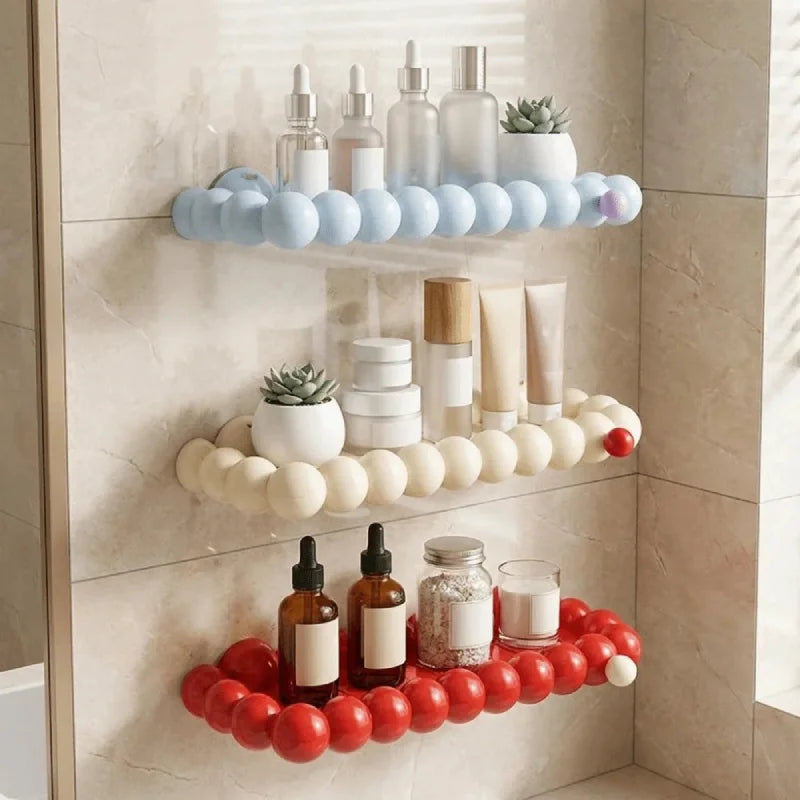 Plastic Cloud Suction Cup Storage Rack Punch Free Large Capacity Cosmetics Storage Rack Space Saving Removable-Letifly Lights and Decor