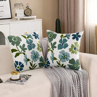 Embroidered Cotton Pillow Cover Nordic Floral Cushion Decorative Sofa Pillow