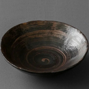 Stoneware pedestal dish footed ceramic matte textured tray