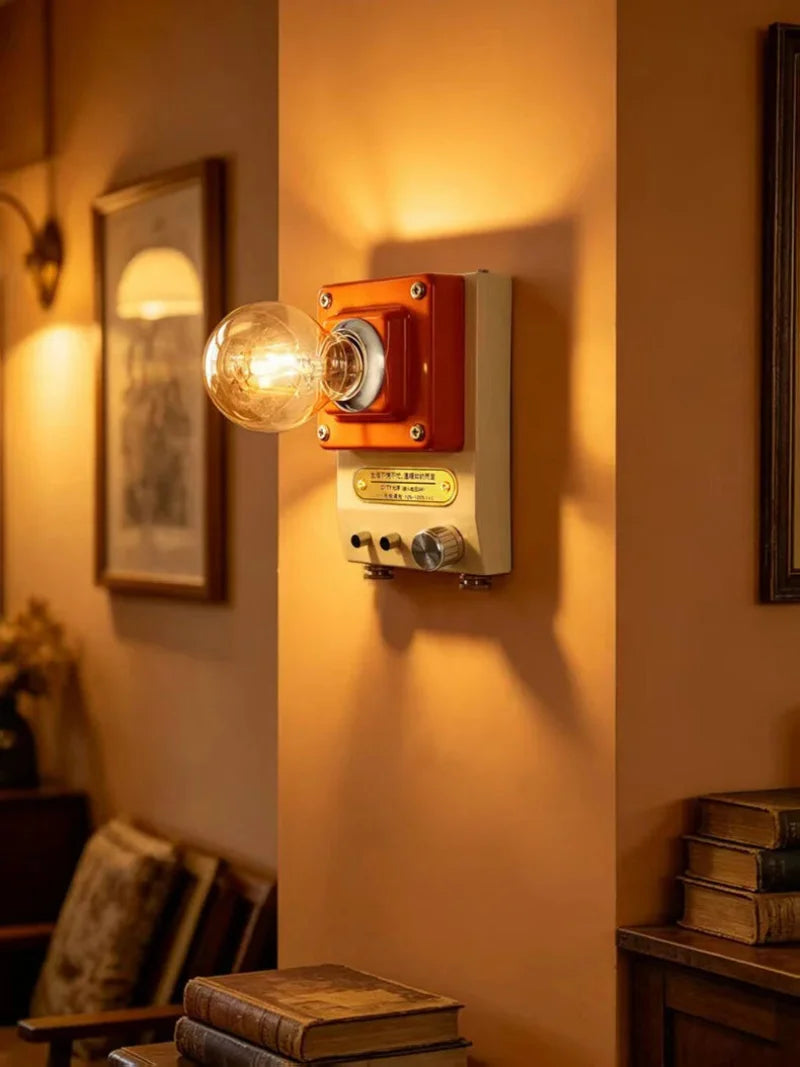 Nordic Retro knob dimming wall lamp vintage atmosphere Bedroom bedsideLED hallway balcony industrial style home decor wall light-Letifly Lights and Decor