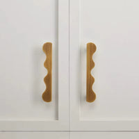 Brass Wave Shape Cabinet Handles Modern Drawer Pulls Gold/Black Furniture Handles for Kitchen Wardrobe Door-Letifly Lights and Decor