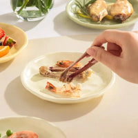 Luna Creme Pastel ceramic snack plates wavy edge hand-glazed modern dish set