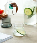 Glass carafe with cup lid modern water bottle minimalist infusion pitcher clear glass beverage container bedside carafe