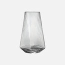 Highball drinking glass clear geometric modern faceted borosilicate vertical ripple texture