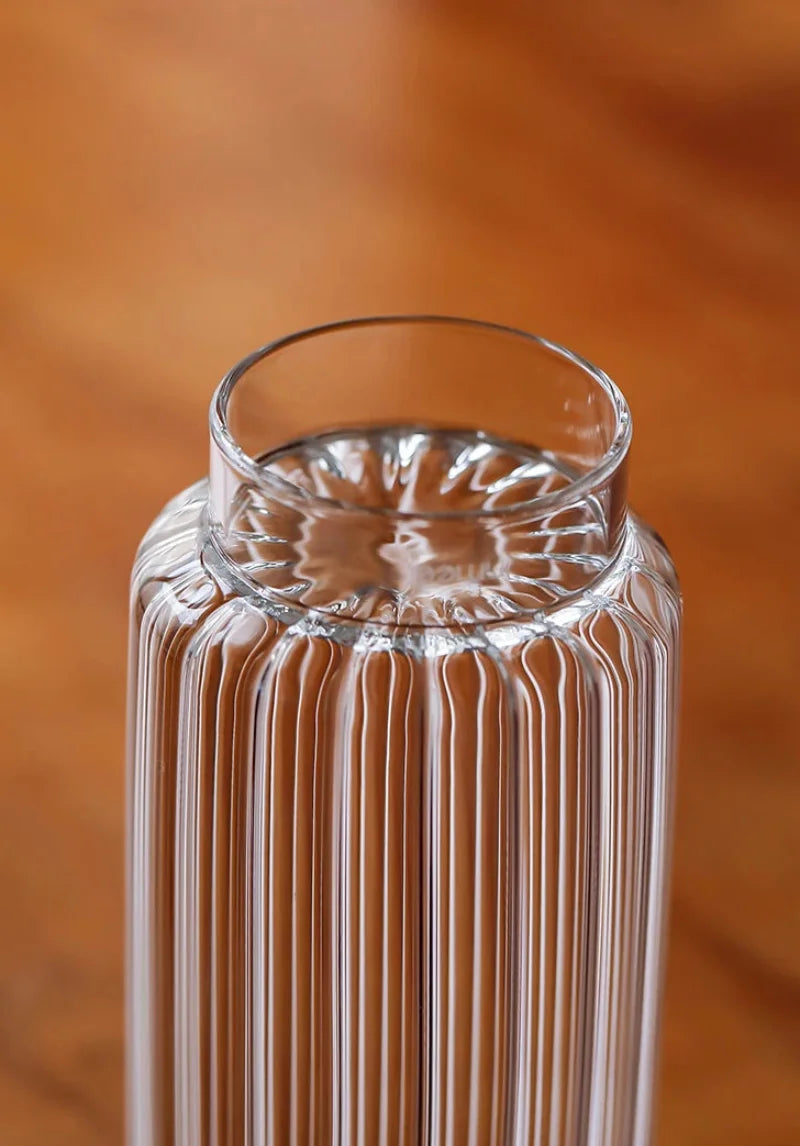 ribbed tall glass borosilicate clear drinkware for cocktails juice water
