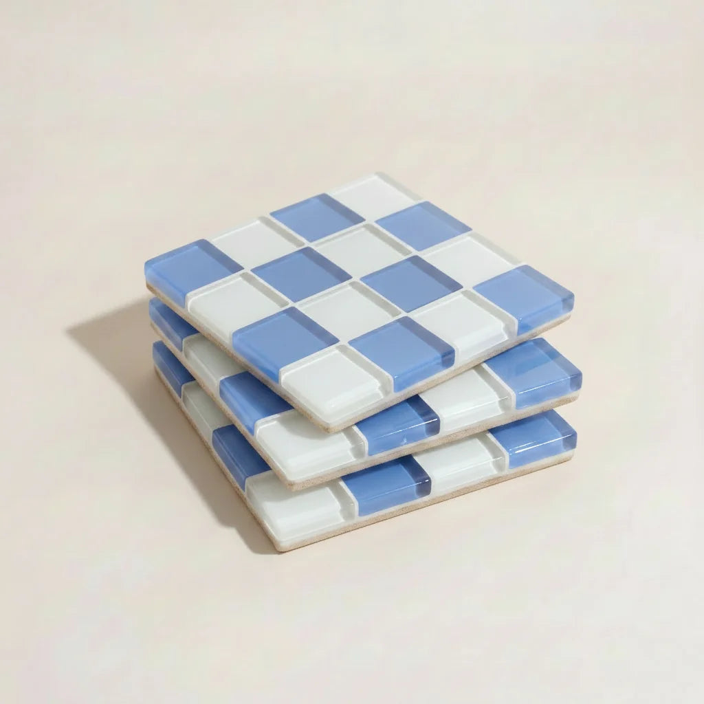 Pixel Checkered Tile Coasters