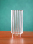 ribbed tall glass borosilicate clear drinkware for cocktails juice water