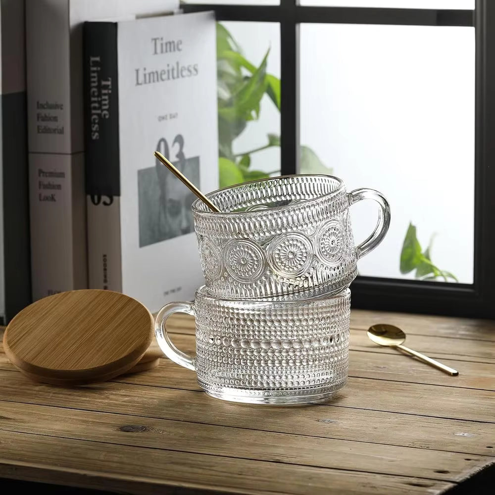Heritage Embossed Glass Cups (Set of 4)