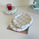 Gridline Ceramic Plates Glossy ceramic plates with thick rim in pink green blue purple modern tableware