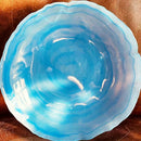 Pacific Blue Decor Bowl Irregular cobalt blue cloud water wave glass soup plate, hazy ocean topography decor bowl for high-end household and restaurant kitchen dinnerware