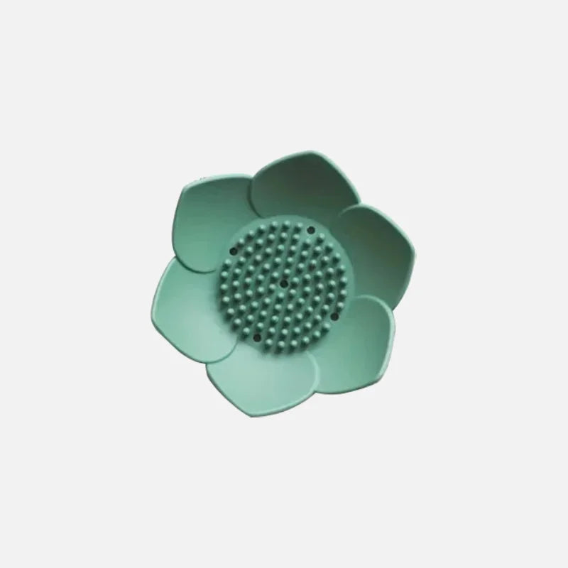 lotus flower silicone soap holder dish with drainage pad for bathroom or kitchen sink