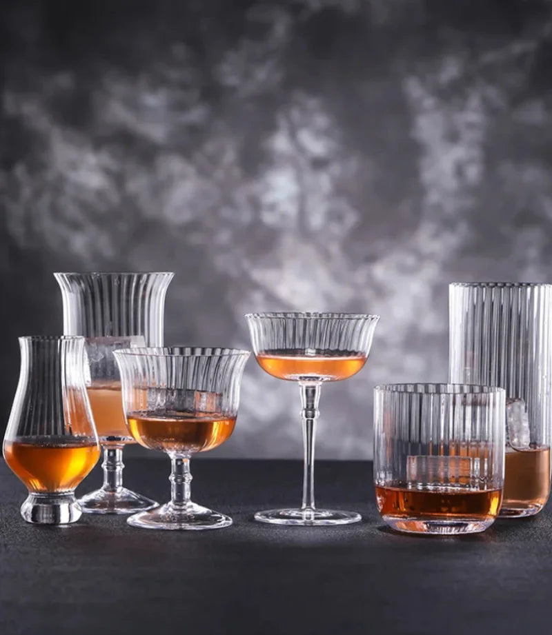 fluted crystal cocktail coupe glass elegant striped barware