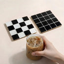 2Pcs Square Mosaic Glass Coaster Set, Heat Resistant Drink Cup Mats, Non-Slip Cork Base Table Protection Mat, Modern Minimalist-Letifly Lights and Decor
