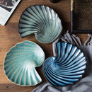 Ceramic shell plate kiln glaze ocean-inspired tableware