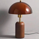 Letifly Lights & Decor - Amber Dome Table Lamp - Amber acrylic dome table lamp with wood-look base and brass-toned stem