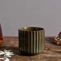 Ceramic ribbed retro tea cup hand-glazed Japanese style coffee wine mug