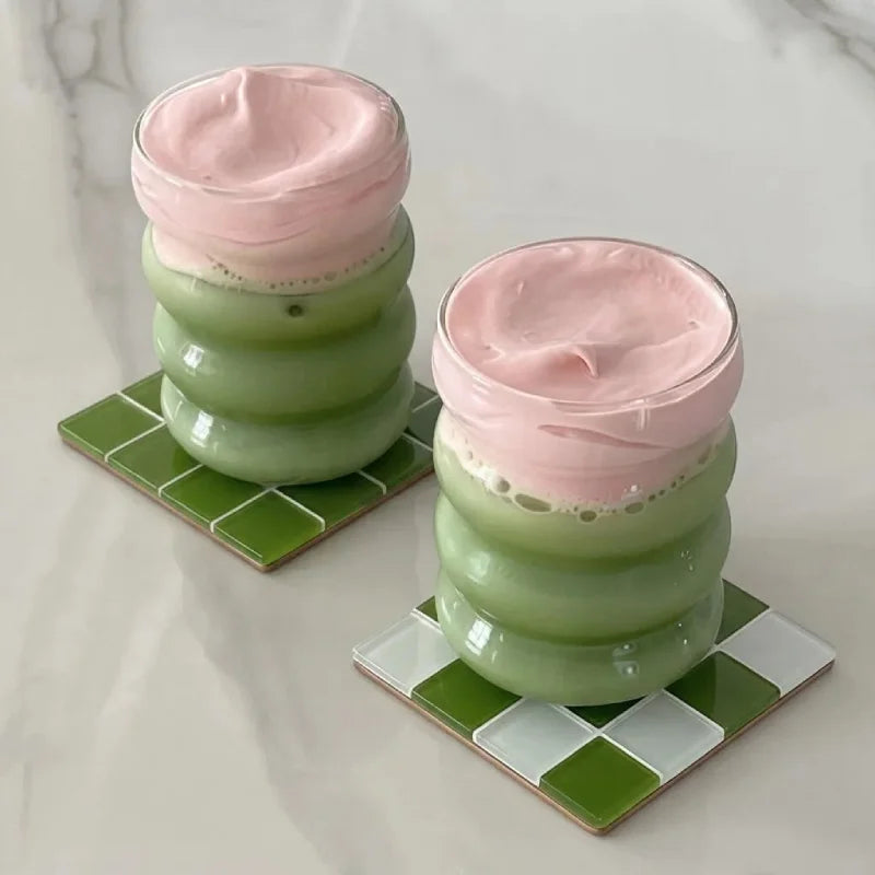 Checker Tile Coaster Set