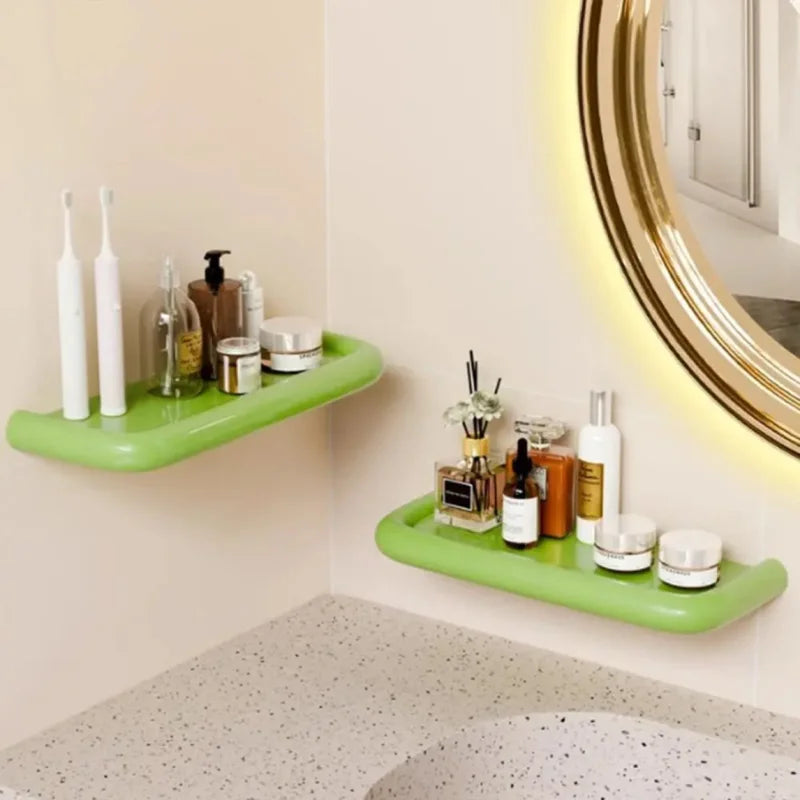 Dopamine Bathroom Storage Shelf Drainable Free Punch Wall Hanging Storage Rack Sturdy High Quality Toiletries Organizer Home-Letifly Lights and Decor