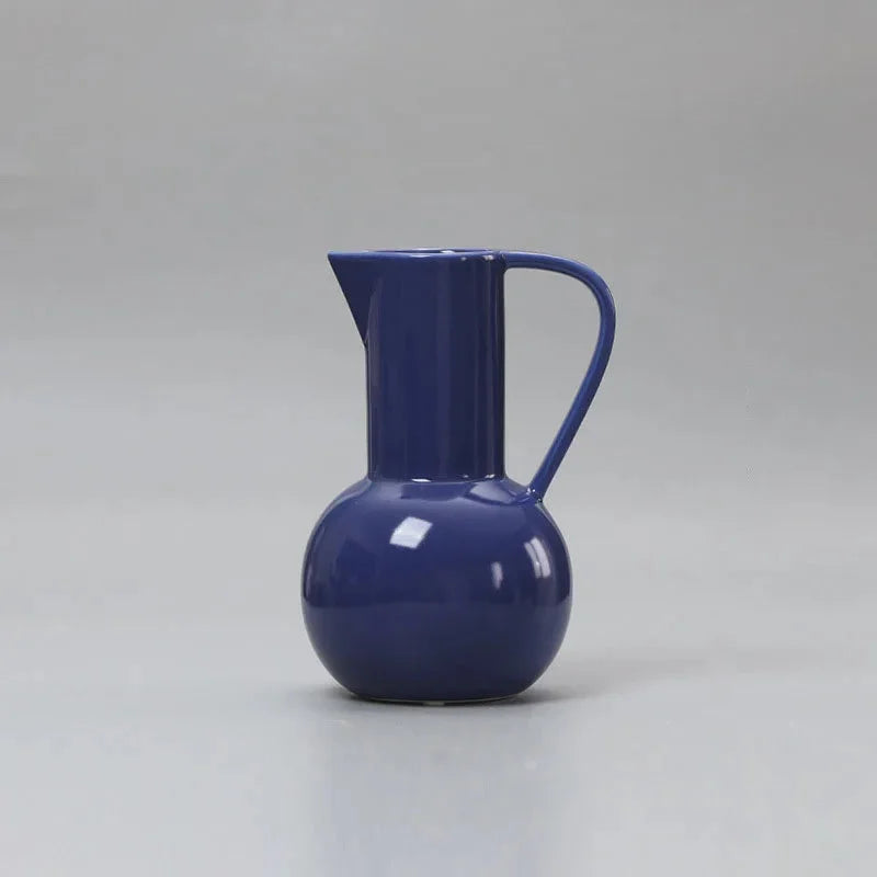 Ceramic Vase Bright Glazed Colorful Big Belly Round Shape Modern Decor