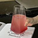Highball drinking glass clear geometric modern faceted borosilicate vertical ripple texture