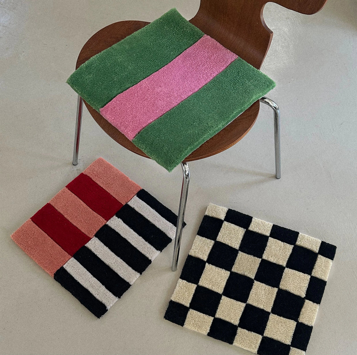 Handmade Colorful Tufting Seat Grids Blocks Cushion Soft Square Chair Sofa Pad Hanging Wall Decoration Tapestry Home Decor-Letifly Lights and Decor