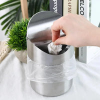 304 Mini Countertop Brushed Stainless Steel Swing Lid Trash Can Set, 1.5 L / 0.40 Gal,Desktop gold trash can-Letifly Lights and Decor