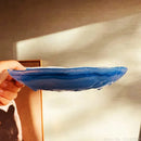 Pacific Blue Decor Bowl Irregular cobalt blue cloud water wave glass soup plate, hazy ocean topography decor bowl for high-end household and restaurant kitchen dinnerware