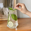 Highball drinking glass clear geometric modern faceted borosilicate vertical ripple texture