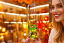 Champagne flute crystal glass colorful gradient faceted orb base modern celebration glass